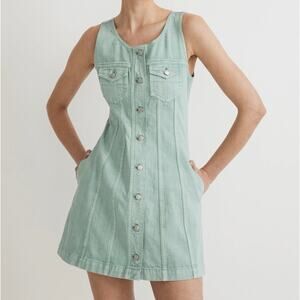 Madewell Denim Sleeveless Seamed Short Mini Dress 2 Women’s Storied Sea NL133
